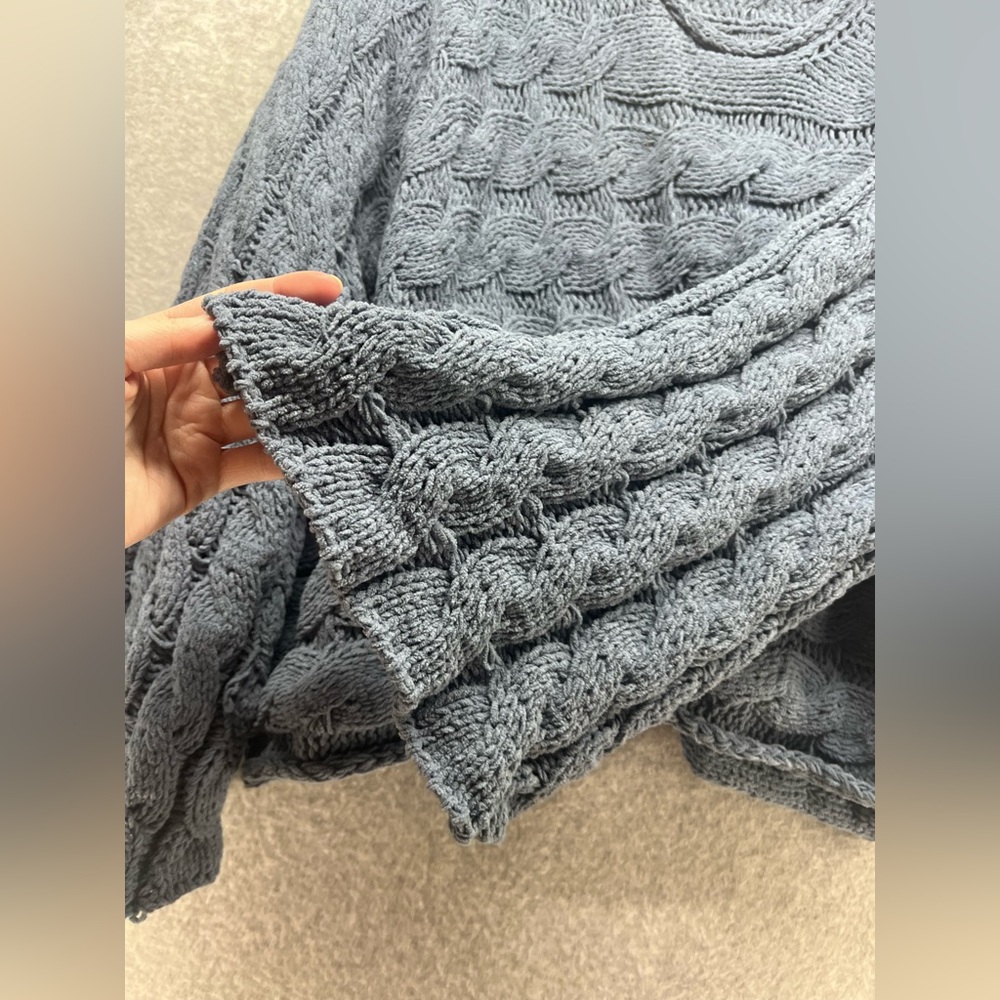 POL Blue Textured Cable-Knit Scoop Neck Sweater - Picture 5 of 9